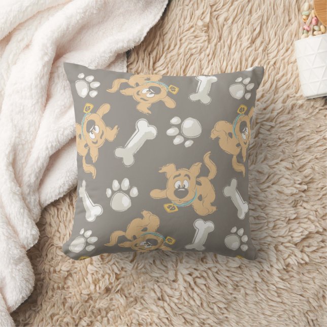 Puppy Scooby-Doo Bone & Paw Print Pattern Cushion (Blanket)