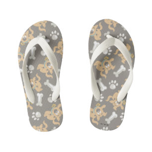 Puppy Scooby-Doo Bone & Paw Print Pattern Kid's Jandals