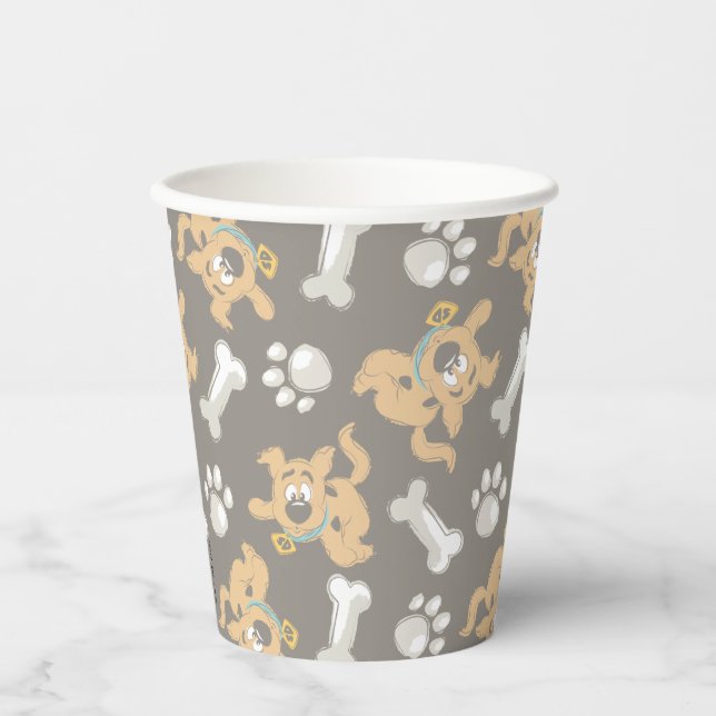 Puppy Scooby-Doo Bone & Paw Print Pattern Paper Cups (Front)