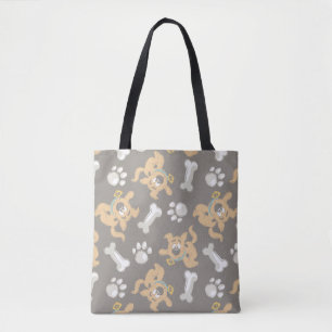 Puppy Scooby-Doo Bone & Paw Print Pattern Tote Bag