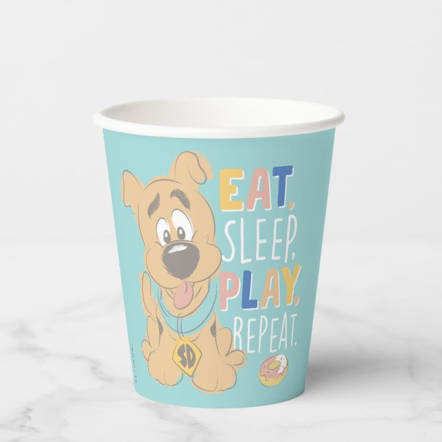 Puppy Scooby-Doo "Eat, Sleep, Play, Repeat" Paper Cups (Front)