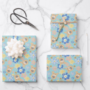 Puppy Scooby-Doo Flower Pattern Wrapping Paper Sheet