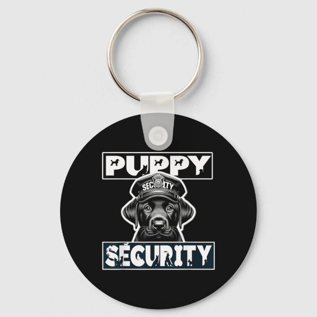 Puppy Security Dog Catcher Costume Black Lab Key Ring (Front)