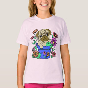 puppy shirt in the middle of the flowers