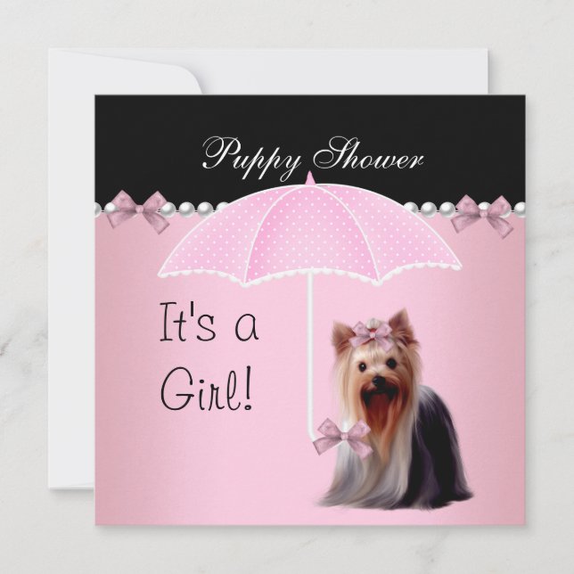 Puppy Shower Cute Dog Pink 2 Invitation (Front)
