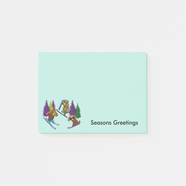 Puppy Ski Vacation Post-it® Notes (Front)