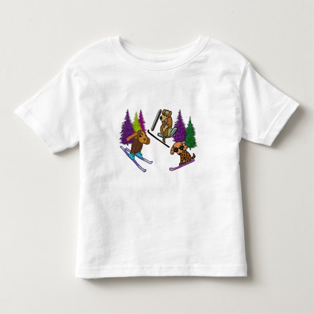 Puppy Ski Vacation Toddler T-Shirt (Front)