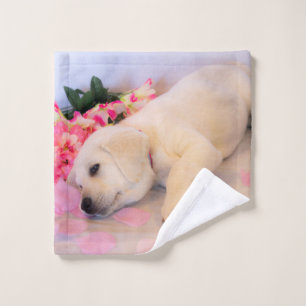 Puppy Sleep Flower 01 Wash Cloth