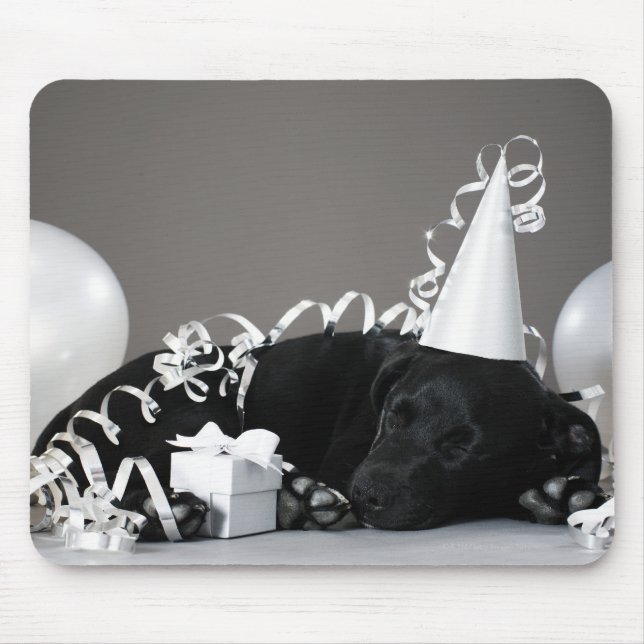 Puppy sleeping in party decorations mouse pad (Front)