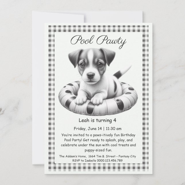 Puppy Splash Birthday Pool Party Invitation (Front)