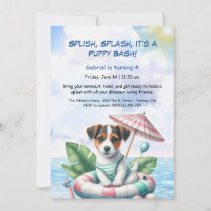 Puppy Splash Birthday Pool Party Invitation