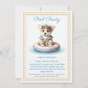 Puppy Splash Birthday Pool Party Invitation