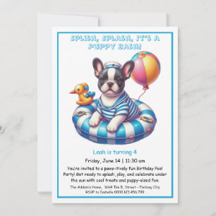 Puppy Splash Birthday Pool Party Invitation