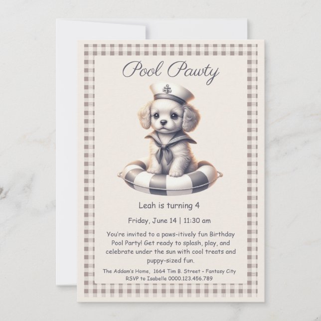 Puppy Splash Birthday Pool Party Invitation (Front)