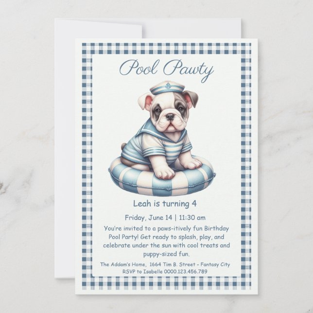 Puppy Splash Birthday Pool Party Invitation (Front)