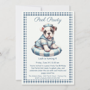 Puppy Splash Birthday Pool Party Invitation
