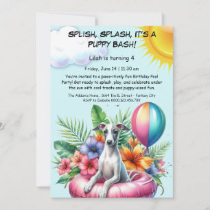 Puppy Splash Birthday Pool Party Invitation
