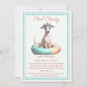 Puppy Splash Birthday Pool Party Invitation