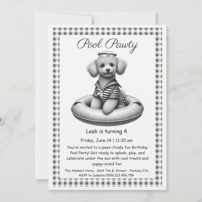 Puppy Splash Birthday Pool Party Invitation (Front)