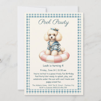 Puppy Splash Birthday Pool Party Invitation