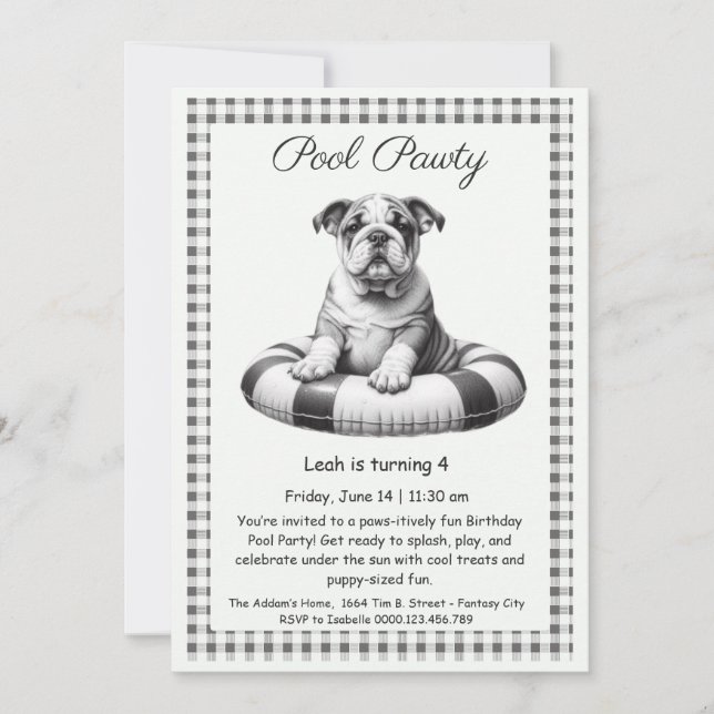 Puppy Splash Birthday Pool Party Invitation (Front)