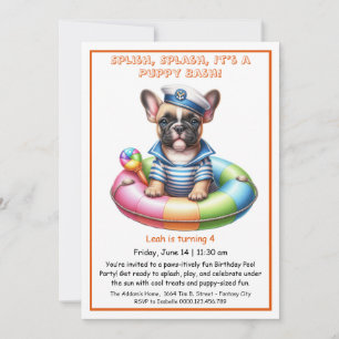 Puppy Splash Birthday Pool Party Invitation