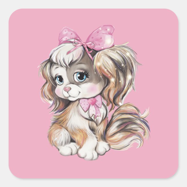 Puppy Square Sticker (Front)