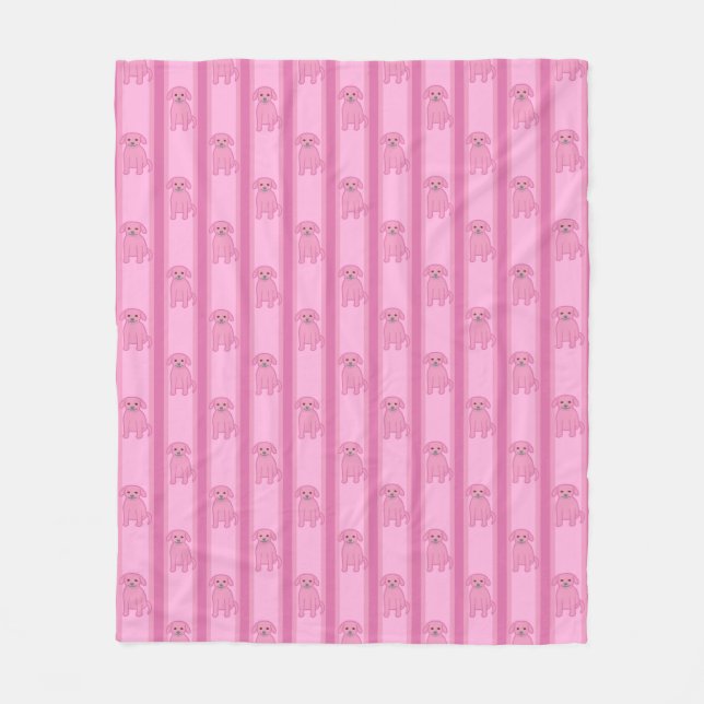 Puppy Striped Fleece Blanket (Front)