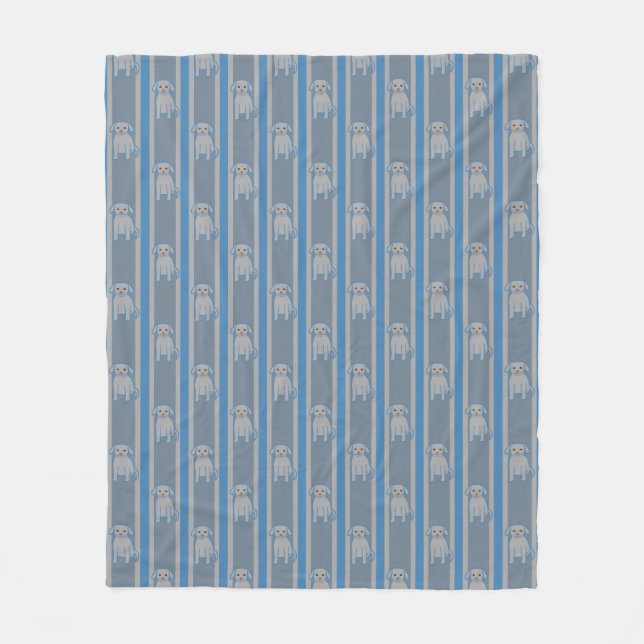 Puppy Striped Fleece Blanket (Front)