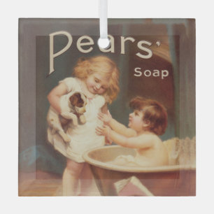 Puppy Taking A Bath Vintage Antique Glass Tree Decoration