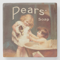 Puppy Taking A Bath Vintage Antique