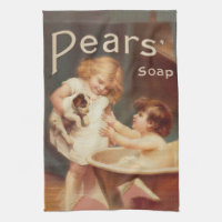 Puppy Taking A Bath Vintage Antique