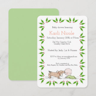 Puppy Themed Holiday Baby Shower Invitation