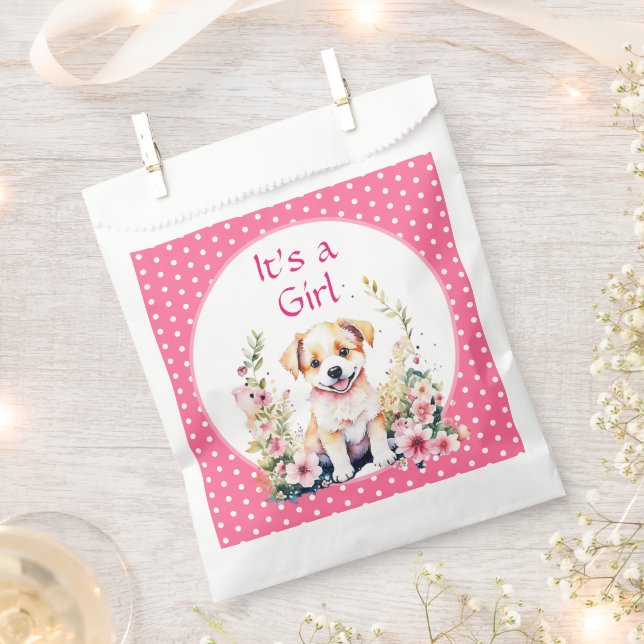 Puppy Themed It's a Girl | Baby Shower Favour Bags (Clipped)