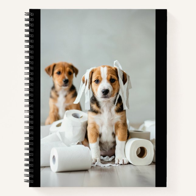 Puppy Toilet Paper Mishap Notebook (Front)