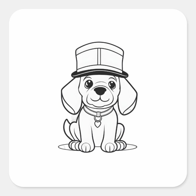 puppy wearing a hat, collar and a tag (Front)