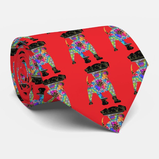 Puppy Wearing Sunglasses Red  Tie (Rolled)