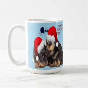 Puppy White Christmas With Santa Claus Sleigh Coffee Mug