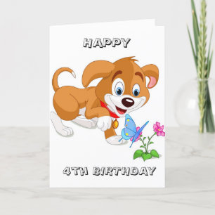 PUPPY WISHES ON *4th BIRTHDAY* CARD