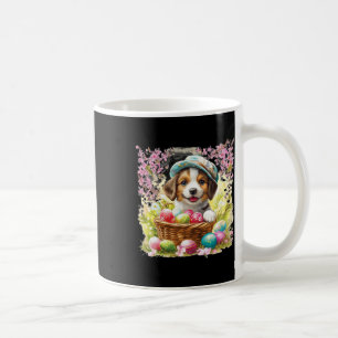 Puppy With A Bysket Full Of Easter Eggs; Happy Eas Coffee Mug
