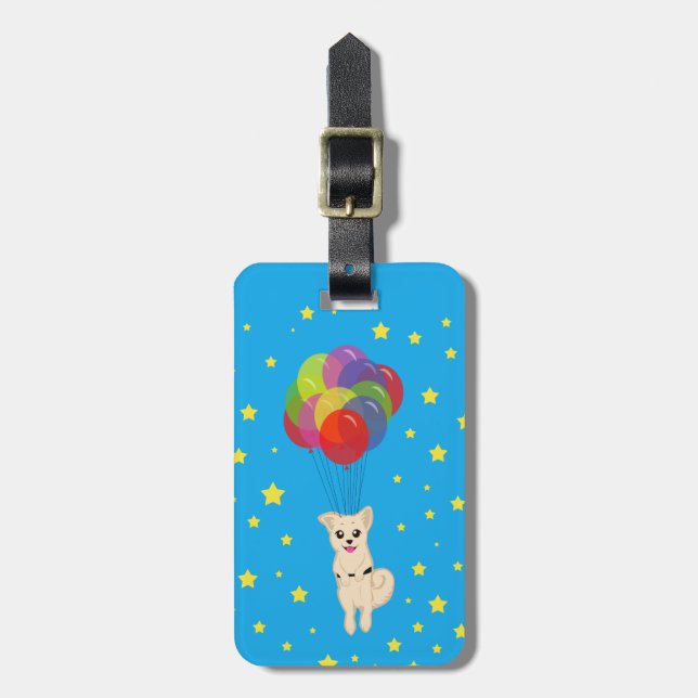Puppy with Balloons Luggage Tag (Front Vertical)