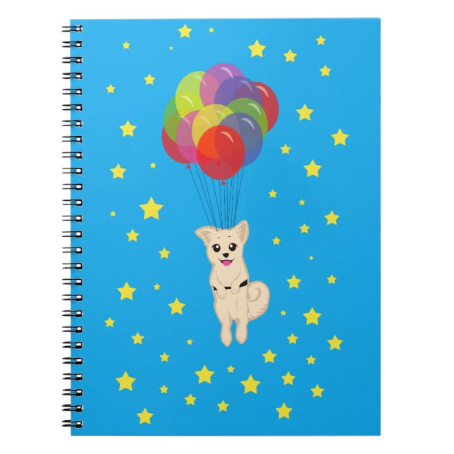 Puppy with Balloons Spiral Notebook (Front)