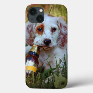 Puppy With Beer Bottle iPhone 13 Case