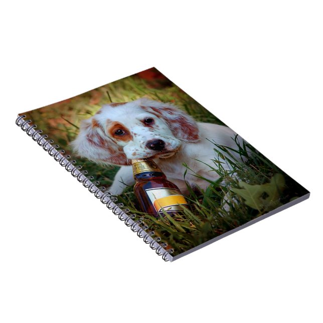 Puppy With Beer Bottle Notebook (Right Side)