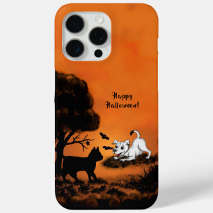 Puppy with Black Cat and Bat , Happy Halloween! iPhone 15 Pro Max Case