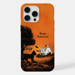 Puppy with Black Cat and Bat , Happy Halloween! iPhone 15 Pro Max Case