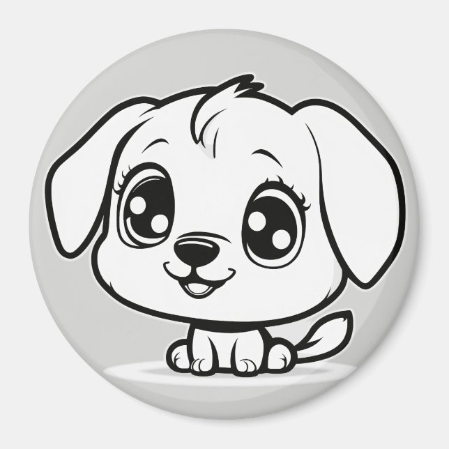 Puppy with black outline magnet (Front)