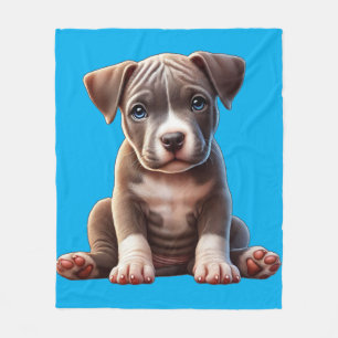 Puppy With Blue Eyes Sitting and Looking Innocent Fleece Blanket