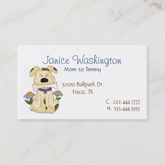 Puppy with Bone Custom Mummy Card (Front)