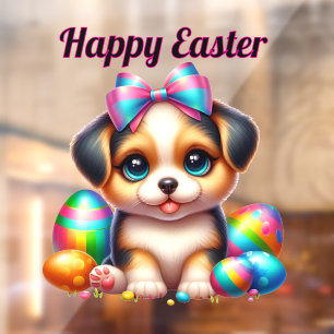 Puppy with Colourful Easter Eggs
